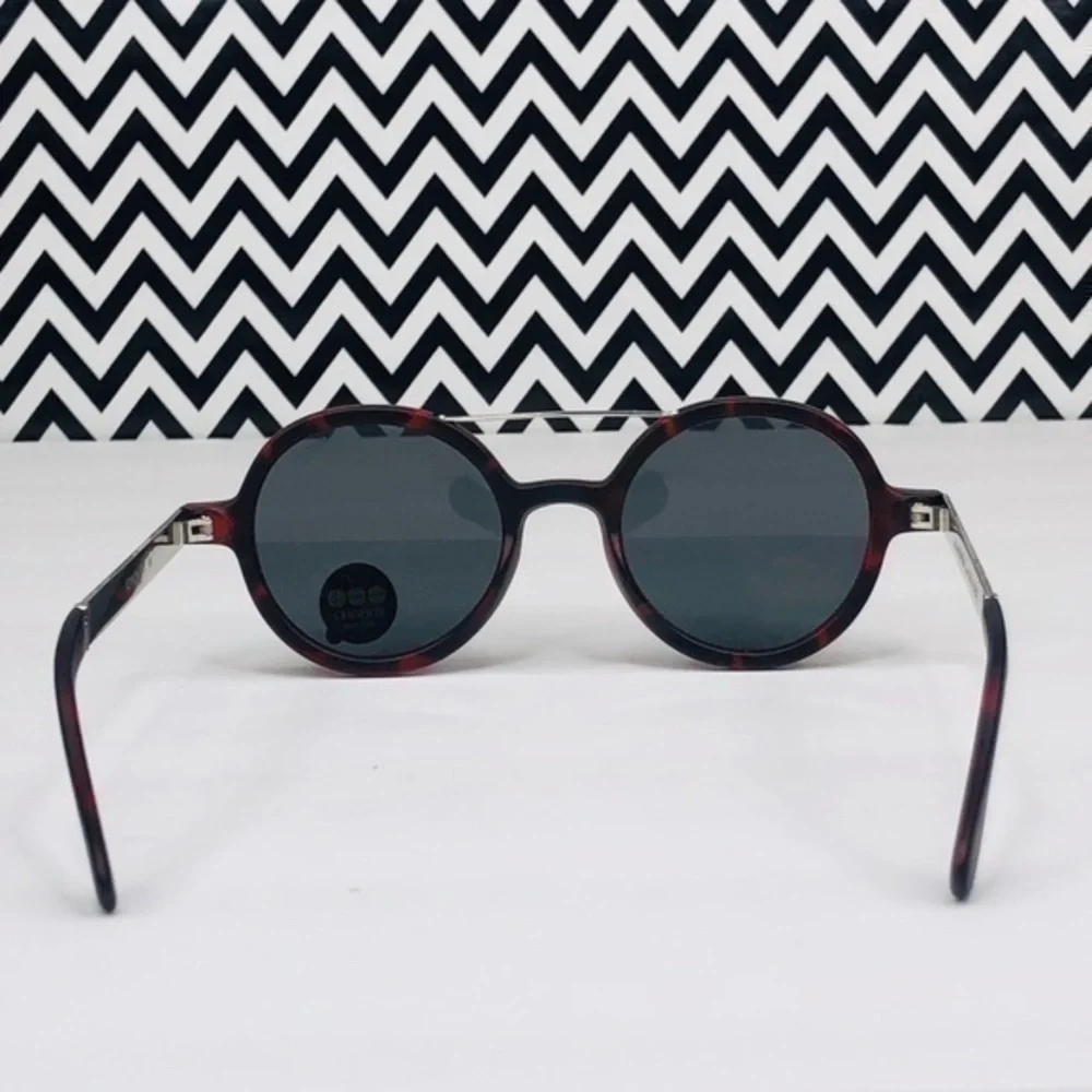 KOMONO Vivien Tortoise Silver Sunglasses NEW round red metal